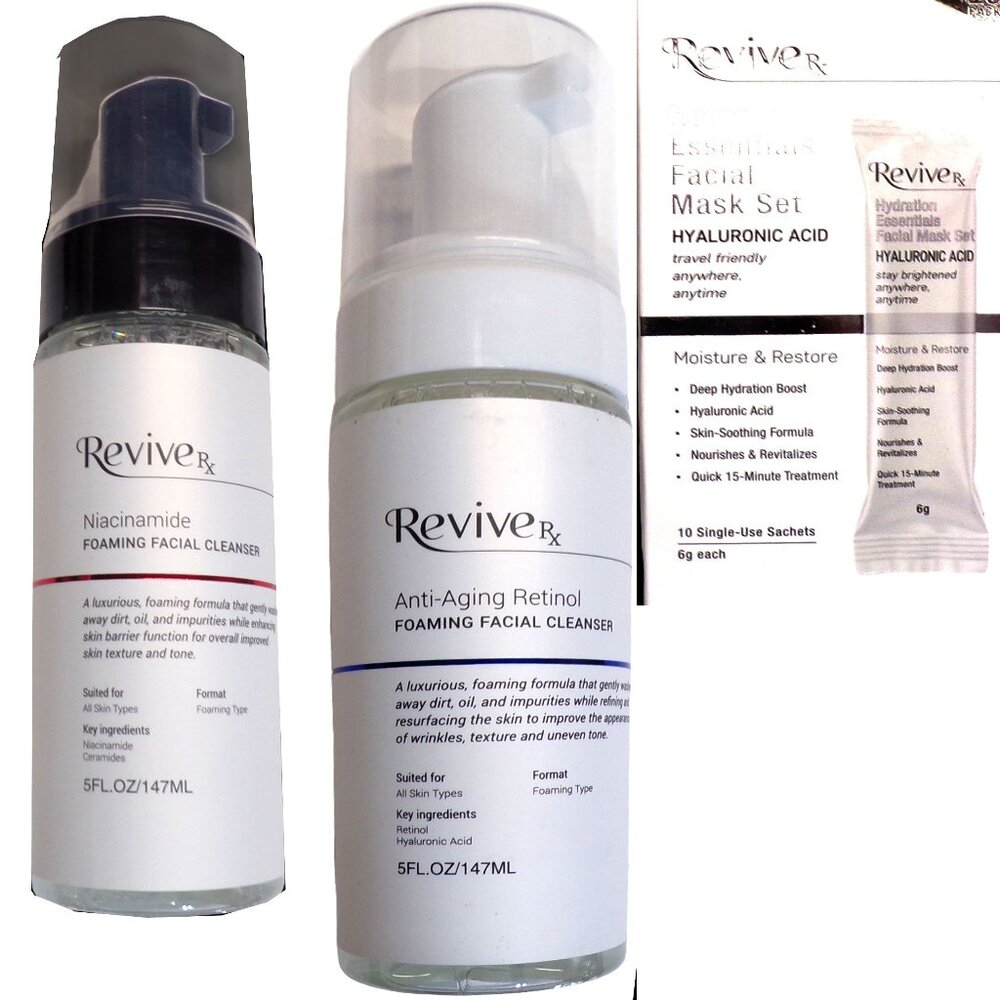 Revive RX - Foaming Facial Cleanser, Niacinamide Cleanse, Essentials Facial Mask